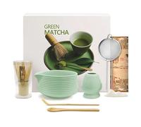 Mabecol Kit Matcha 8 Pièces, Bol 510ml Chasen Bambou Vert
