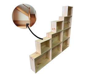 mabouteille.fr Bibliothèque Bois Rangement sous escalier - Etagere modulable 9 caisses pour kit escalier [Bibliothèque Meuble de Rangement]