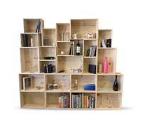 mabouteille.fr Bibliotheque Etagere Rangement en Caisse Bois - Rangement Bois PIN Massif avec 22 caisses [ Meuble cagette ]