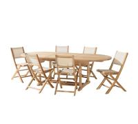 Fun - ensemble de jardin table en bois teck et textilène 8 à 10 personnes