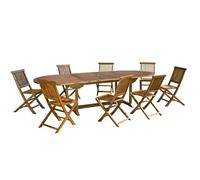 Maeva - ensemble de jardin bois teck huilé table ovale + 8 chaises