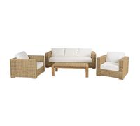 MACABANE VALERIA - Salon de jardin 6 places en rotin synthétique ajouré beige VALERIA