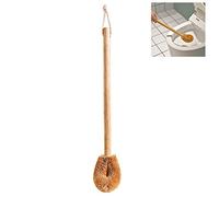 Macabolo Brosse WC en fibre de coco naturelle avec poignée en bois pour salle de bain