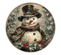 macago Panneau en métal vintage avec bonhomme de neige pour extérieur, porche, couronne de flocons de neige rustique, décoration murale, 20,3 cm