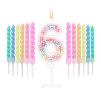 Macaron Bougies d'Anniversaire Numérotées, Douces Bougies Numérotées avec 12 Bougies Spirales Arc-En-Ciel Couleur Bonbon Bougie de Décoration Gâteau pour Anniversaire Fête d'Anniversaire (6)