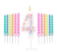 Macaron Bougies d'Anniversaire Numérotées, Douces Bougies Numérotées avec 12 Bougies Spirales Arc-En-Ciel Couleur Bonbon Bougie de Décoration Gâteau pour Anniversaire Fête d'Anniversaire (4)