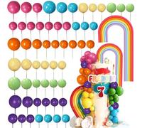 macaron rainbow cake topper rainbow ball cake décor coloré pastel coloré boule cupcake topper pour birthday baby shower wedding party