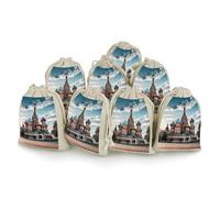 maccbn Lot de 8 sacs en mousseline de coton naturel réutilisables avec cordon de serrage - Sacs cadeaux vides de la cathédrale Saint-Basilic à Moscou pour thé, bijoux, cadeaux de fête de mariage