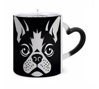 maccbn Tasses à café en céramique avec poignée en forme de bouledogue français - 325 ml - Sensible à la chaleur - Changement de température - Cadeau fantaisie pour Noël ou anniversaire