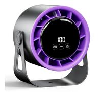 Macchiatto Ventilateur de Bureau Sans Fil avec 100 Réglages de Vitesse, Ventilateur de Table Portable USB Rechargeable avec Écran LED et Lumière Ambiante, Petit Ventilateur Réglable À 360°