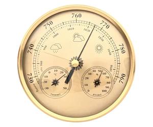 Machify 3-in-1-Wetterstation mit Barometer, goldenes 5,1-Zoll-Modell mit Thermometer und Hygrometer, Innen- und Außen-Luftdruckmonitor für Zuhause, Angeln, Wandern, großes Gut lesbares Display