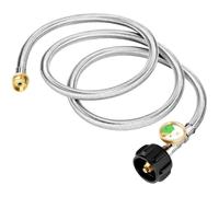Machify Flexible d’Extension Propane 6 ft, tressé en Acier Inoxydable, avec manomètre, Adaptateur QCC1, Compatible avec Chauffage Portable, Weber Grill, Coleman Stove et appareils à gaz
