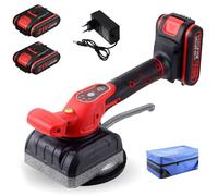 Machine à Carreler Électrique, 21V Vibrateur de Carrelage avec 5 Vitesses Réglables, Ventouse 125mm Capacité 200kg et 12000RPM, 2 Batteries Incluses pour Pose de Carrelage et Dallage Professionnel