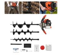 Machine à Creuser des Fosses avec 3 Forets - Tarière à Essence - 2,3 HP - 1.7KW Excavatrice à Essence - Creuseur Trou 52cc