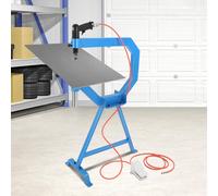 Machine à former la tôle fine - Marteau à planer pneumatique (Planishing Hammer) - Avec pédale - Avec support - Pour le formage de la tôle - Bleu