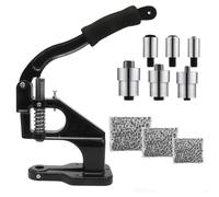 Machine à Œillets à Presse Manuelle, Machine Robuste à Œillets et Rivets avec Matrices de 0,64/0,95/1,27 cm et 1500 Œillets, Poignée Ergonomique, Kit d’Outils de Perforation pour black Silver-Eyelets