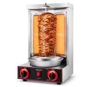 Machine à Kebab Gaz 3000W, Rôtissoire Verticale Shawarma Gyros avec Rotation 360°, 2 Brûleurs, Température RT-300°C, Grill Inox Grande Capacité 8 kg/12 kg Max pour Restaurant Snack Bar Maison