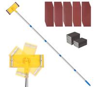 Machine à poncer pour plaques de plâtre, avec une tige de ponçage extensible de 2 mètres, un support de papier abrasif rotatif à 360° et une tige d'extension, comprenant 25 feuilles de ponçage et 5 pi