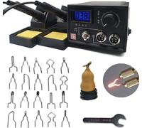 Machine à pyrograver,Station de pyrogravure Dual Holzbrenner avec support,Machine à pyrograver 60W 220V avec 20Pcs pointes de brûleur pour bois cuir citrouille artisanat pyrogravure