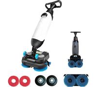 Machine à récurer commerciale à 360 tr/min, largeur de nettoyage de 43,2 cm, double réservoir pour eaux usées et eau propre, double brosse rotative, mini brosse sans fil, capacité de nettoyage de 13