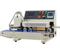 Machine à sceller les sacs en continu, largeur de scellage de 6 à 12 mm, machine à sceller horizontale avec impression à l'encre, température et vitesse réglables, machine à sceller à chaud commercial