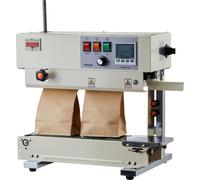 Machine à sceller les sacs en continu, largeur de scellage de 6 à 12 mm, machine à sceller verticale avec impression à rouleau, température et vitesse réglables, machine à thermosceller pour sacs en p