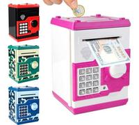 Machine à sous « Caisse à argent pour filles » - Caisse à argent avec serrure à code et tableau en cire - Pièces de monnaie pour enfants - Rouleaux de papier automatiques - Cadeau pour filles.