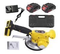 Machine à vibrer et niveler Les Carreaux sans Fil 21V, Vitesse réglable 100-10000 TR/Min, Aspiration 120kg, Design Ergonomique pour Mur et Sol, avec Niveau à Bulle (Bleu),Yellow: 2 Batteries