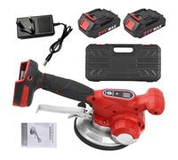 Machine à vibrer et niveler Les Carreaux sans Fil 21V, Vitesse réglable 100-10000 TR/Min, Aspiration 120kg, Design Ergonomique pour Mur et Sol, avec Niveau à Bulle (Bleu),Red: 2 Batteries