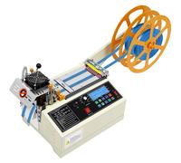 Machine automatique pour couper les bandes et les sangles - Coupe à chaud et à froid - 400 W - 220 V - Écran LCD - Arrêt d'urgence - Lame en acier - 40 × 30 × 20 cm - Blanc