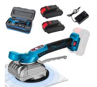 Machine de carrelage 21V, Vibreur Carrelage Manuel Machine avec 2 Batteries, 5 Vitesses Réglable, Tile Vibrator de Carreleur 100kg Capacité d'Adsorption, Machine à Carrelage électrique