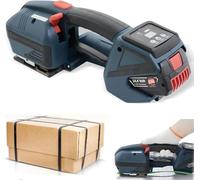 Machine de cerclage électrique | Outil portable portable pour sangles PP PET de 1,27 cm à 1,6 cm | Batterie rechargeable, écran LCD et réglage de la tension pour le regroupement de palettes