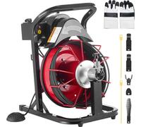 Machine de débouchage - Déboucheur - Spirale Ø 8 mm x 15 m - Alimentation automatique - Quatre têtes de coupe -au pied pneumatique - Pour tuyaux de 50 à 100 mm
