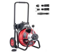 Machine de débouchage - Dégorgeur électrique - Spirale de débouchage 30 m x 9,5 mm - Avance automatique - Avec roulettes - Pour tuyaux de 5 à 10 cm - Pour WC et lavabos