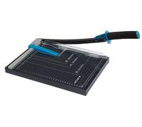 Machine de découpe de papier à levier, format jusqu'à DIN A4, capacité de 12 feuilles, en métal, de couleur noire et bleue