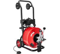 Machine de nettoyage de canalisations 30 m x 19 mm, furet à alimentation automatique, machine portable de nettoyage de canalisations avec combinaison multi-roues, 6 lames et pédale àpneumatique pour t