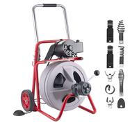 Machine de nettoyage de canalisations - Déboucheur électrique - Avancement automatique - Spirale de nettoyage de canalisations de 22 mètres x 13 mm - Pour tuyaux de 5 à 15 cm de diamètre - Équipée de