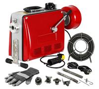 Machine de nettoyage de canalisations électrique, 500 W, avec 4 spirales hélicoïdales connectables de 5 mètres de long et 16 mm de diamètre, interrupteur à 3 positions, et panier à spirales