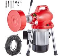 Machine de nettoyage de tubes VEVOR 66 pieds x 5/8 pouces, 250 W machine électrique de nettoyage de tubes à alimentation manuelle - avec 2 câbles en acier, 7 lames etCW/CCW pour tubes de 1,6" à 4"