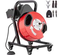 Machine de nettoyage de tuyaux - Appareil de nettoyage manuel de tuyaux avec roues - 15m x 12,7mm - Efficace contre les bouchons - Idéal pour le nettoyage des sanitaires et des canalisations