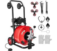 Machine de nettoyage de tuyaux - Spirale de nettoyage 19 mm x 30 m - Avance automatique - 6 outils de coupe -au pied pneumatique - Ø 100–200 mm