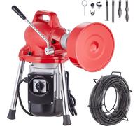 Machine de nettoyage de tuyaux SucceBuy 66 pieds ? x 5/8 pouces, 250 W spirale électrique de nettoyage de tuyaux avec alimentation manuelle šC avec 2 câbles de section en acier (66' x 5/8" et 15' x 3/