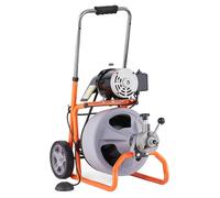 Machine de nettoyage de tuyaux VEVOR 100 pieds x 3/8 pouces, spirale de nettoyage de tuyaux automatique sur roues, machine de nettoyage de tuyaux portable avec 8 coupeurs et pédale deactivée par l'air