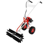 Machine de nettoyage essence, moteur 2 temps. Balai-fraise essence, 1,25 kW / 1,7 CV. Machine de nettoyage manuelle avec moteur et roues, largeur de brosse de 60 cm, idéale pour les pelouses, les allé