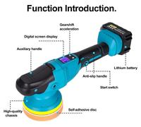 Machine de polissage autonome - Polisseuse électrique sans fil - 6 vitesses - Écran numérique - Compatible avec les batteries Makita 18V - Livré avec 2 batteries