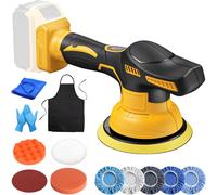 Machine de polissage pour voiture - Appareil de polissage et de cirage - Pour l'entretien automobile - Moteur sans balais - 150 mm - Jaune