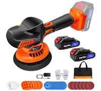 Machine de polissage sans fil - Machine de polissage automobile - 15 cm - 6 vitesses réglables - 2800–5500 tr/min - 2 batteries lithium 21 V 1500 mAh - 27 accessoires - Orange