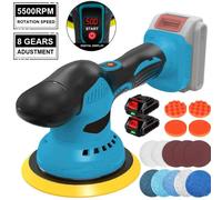 Machine de polissage sans fil - Ponceuse rotative pour automobiles - 8 vitesses - 2500–7000 tr/min - Plateau de polissage de 150 mm - Rechargeable - Compatible avec les batteries Makita 18 V