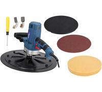 Machine de ponçage puissante, 750 W, 375 mm, avec accessoires : éponge, papier abrasif, plateau de ponçage, câble long de 5 mètres, 110 tours par minute, poids 5,7 kg. Changement de disque simple et r