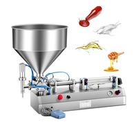 Machine de remplissage de liquide pour pâte, remplissage pneumatique horizontal en acier inoxydable, une buse avec trémie, design anti-fuite, vitesse réglable pour huile, lotion, 100-1000 ml